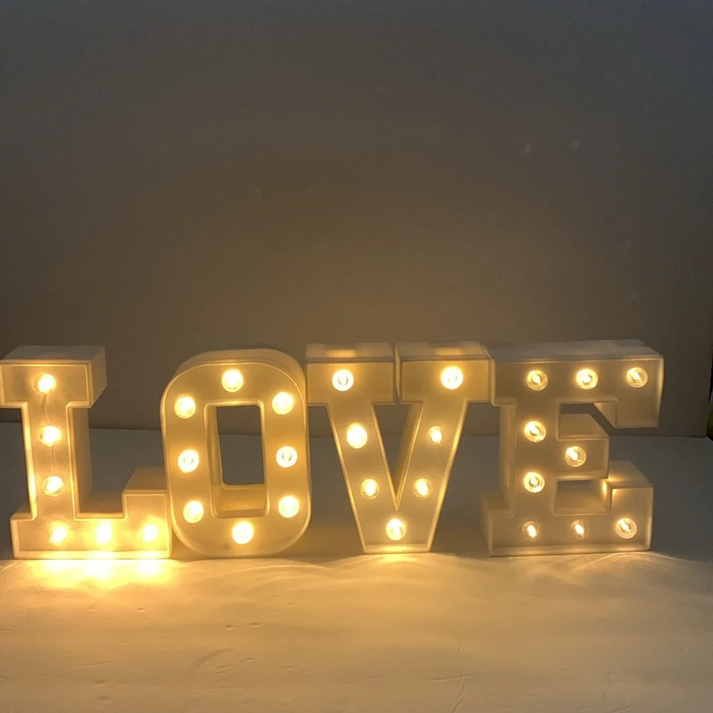 LOVE Letters Light up Size is Approximately 6 1/4 x 5 Plastic Used